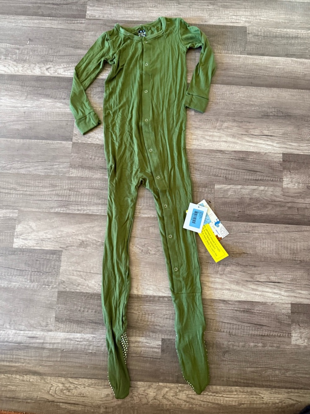 Kickee Pants Basic Footie Solid Green Meadow Bamboo Footie With Snaps